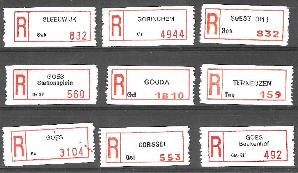Nederland Aantekenstrookjes - 20, Postzegels en Munten, Postzegels | Nederland, Ophalen of Verzenden, Na 1940