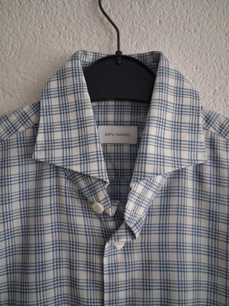 Artu Napoli overhemd, blauw geruit, maat 40, Ophalen of Verzenden