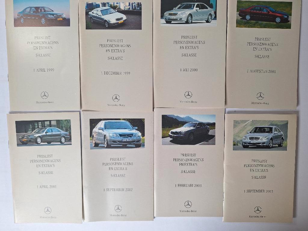 8 prijslijsten Mercedes Benz S-klasse W220 1999 2003, Ophalen of Verzenden, Gelezen, Mercedes