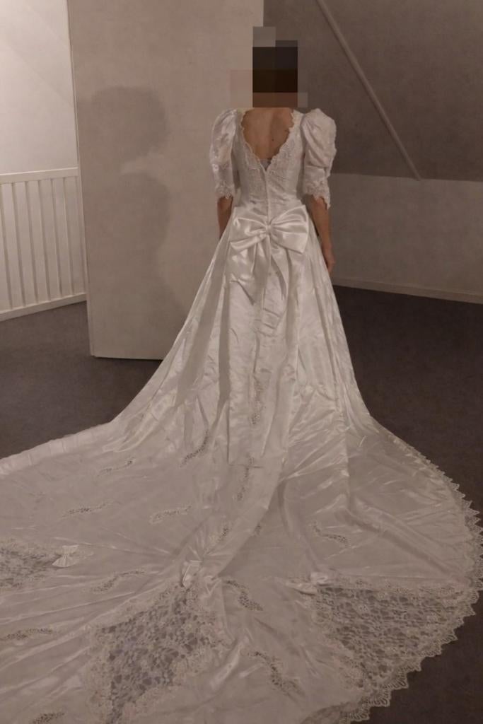 Nostalgische Trouwjurk, Ophalen, Gedragen, Wit, Trouwjurk