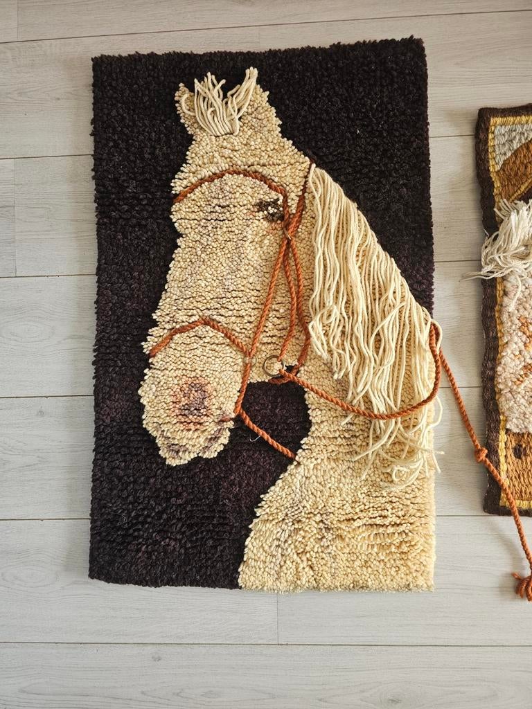 Vintage wandkleed paard handmade Portugal, Antiek en Kunst, Ophalen of Verzenden
