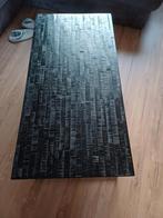 Zwarte Salontafel met Uniek Houten Blad, 100 tot 150 cm, 50 tot 100 cm, Zo goed als nieuw, Rechthoekig