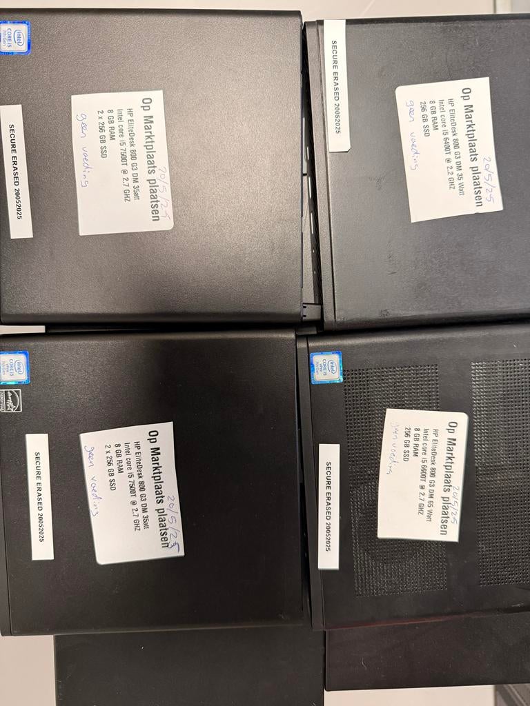4x HP EliteDesk 800 G3 i5-7e/6e Gen, 8GB RAM, 256GB SSD, Ophalen, Gebruikt, 2 tot 3 Ghz, 15 inch