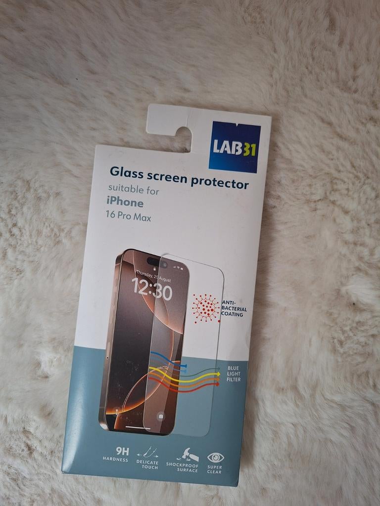 LAB31 Glazen Screenprotector voor iPhone 16 Pro Max, Telecommunicatie, Ophalen of Verzenden, Nieuw, Bescherming, Apple iPhone