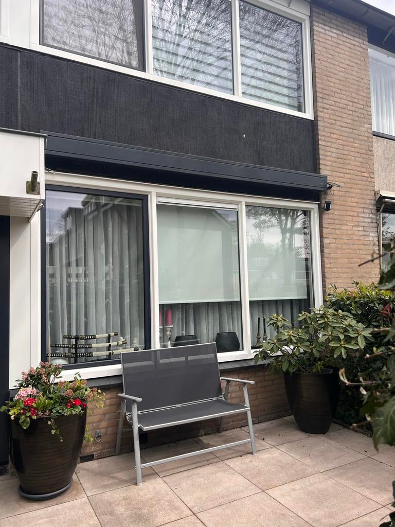 Elektrisch Antraciet Jan de Bouvrie  zonnescherm 3.5 m br, Tuin en Terras, Zonneschermen, Gebruikt, Elektrisch, Ophalen of Verzenden