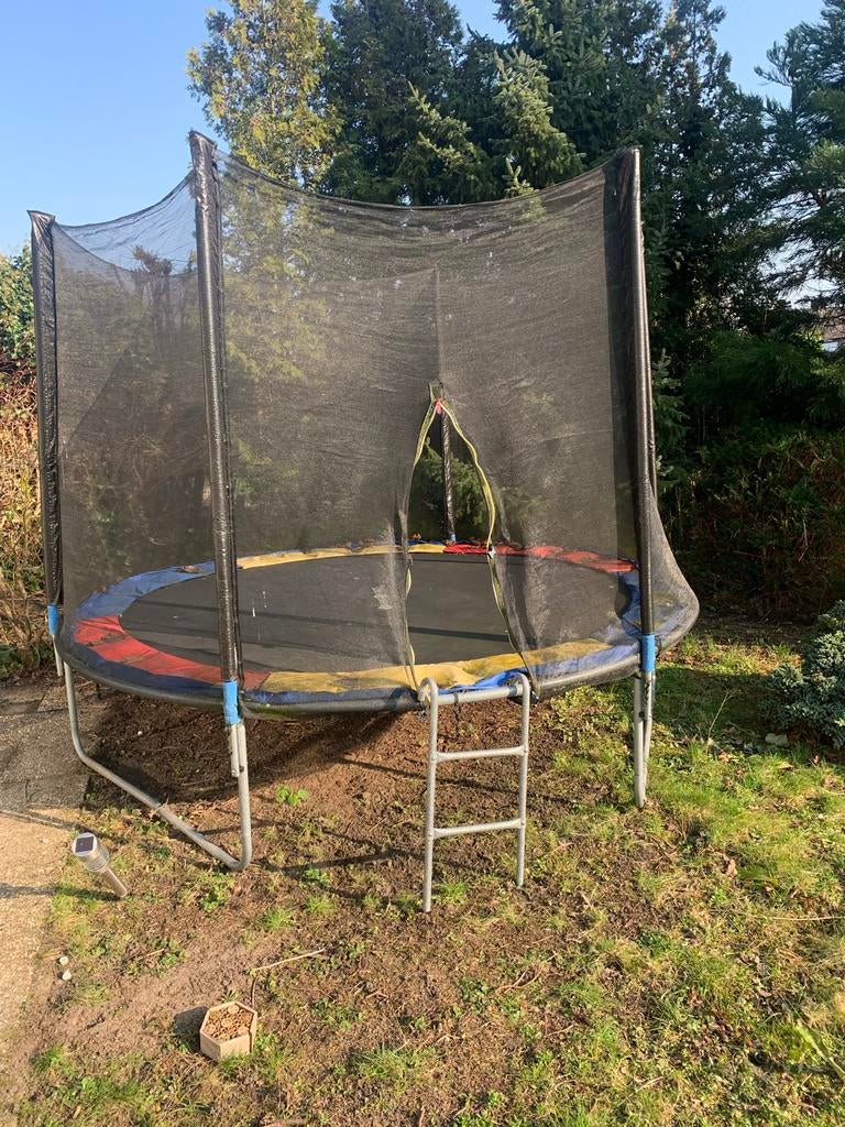 Trampoline met net en trapje, Ophalen of Verzenden, Gebruikt