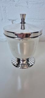 Vintage, verzilverde, theebus van Douwe Egberts, Antiek en Kunst, Ophalen of Verzenden, Zilver