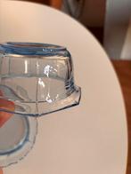 Vintage blauwe glazen schaal en schotel set, Antiek en Kunst, Antiek | Glas en Kristal, Ophalen of Verzenden