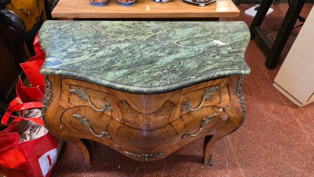 Antieke Franse Louis XVI Commode met Marmeren Blad, Ophalen