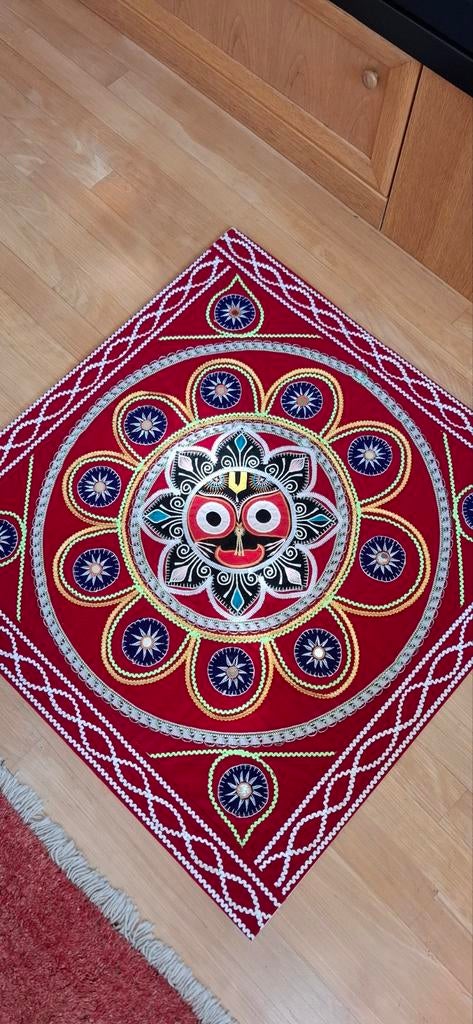 Handgemaakt Indiaas Wandkleed - Jagannath Devotie Kunst, Ophalen, Oosters, Meerkleurig, Zo goed als nieuw