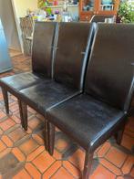 GRATI 6x donkere bruin nep leer Eetkamerstoelen, Huis en Inrichting, Ophalen, Gebruikt, Zwart, Leer