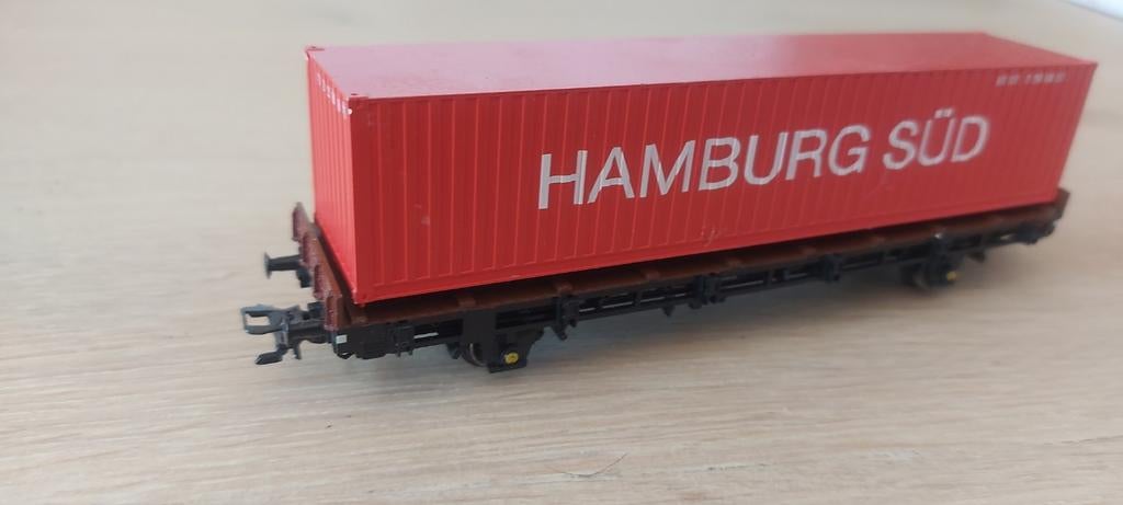 Märklin DB rongenwagen met container, Hobby en Vrije tijd, Modeltreinen | H0, Ophalen of Verzenden, Gelijkstroom, Wagon, Arnold