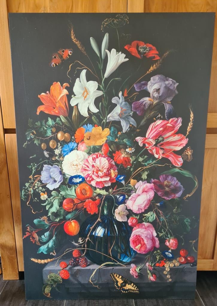 Reproductie op plaat met aluminium frame. 75x115., Antiek en Kunst, Ophalen