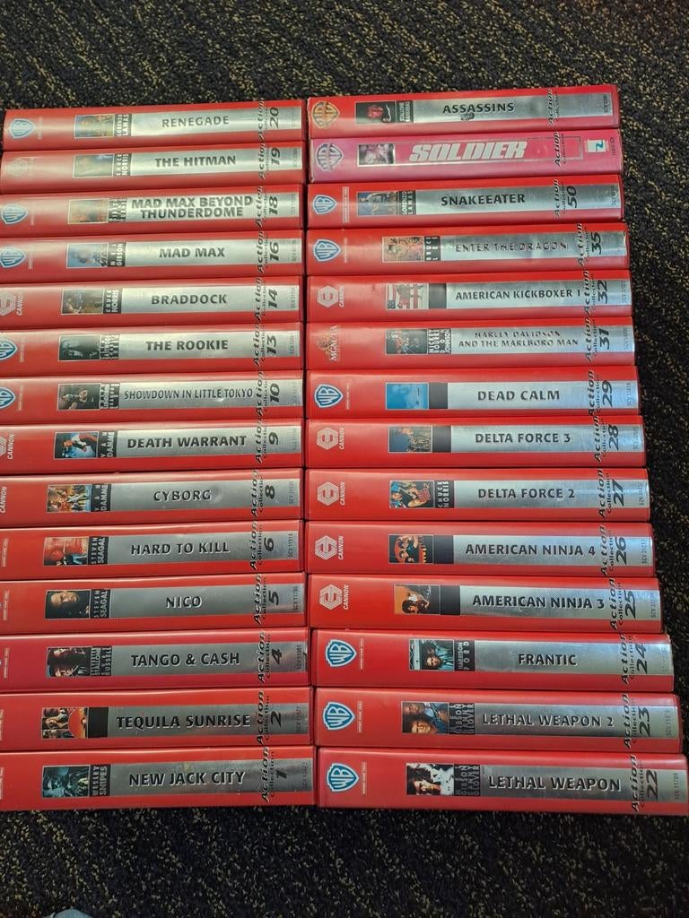 Grote collectie actie videobanden (VHS), Alle leeftijden, Ophalen, Gebruikt, Actie en Avontuur