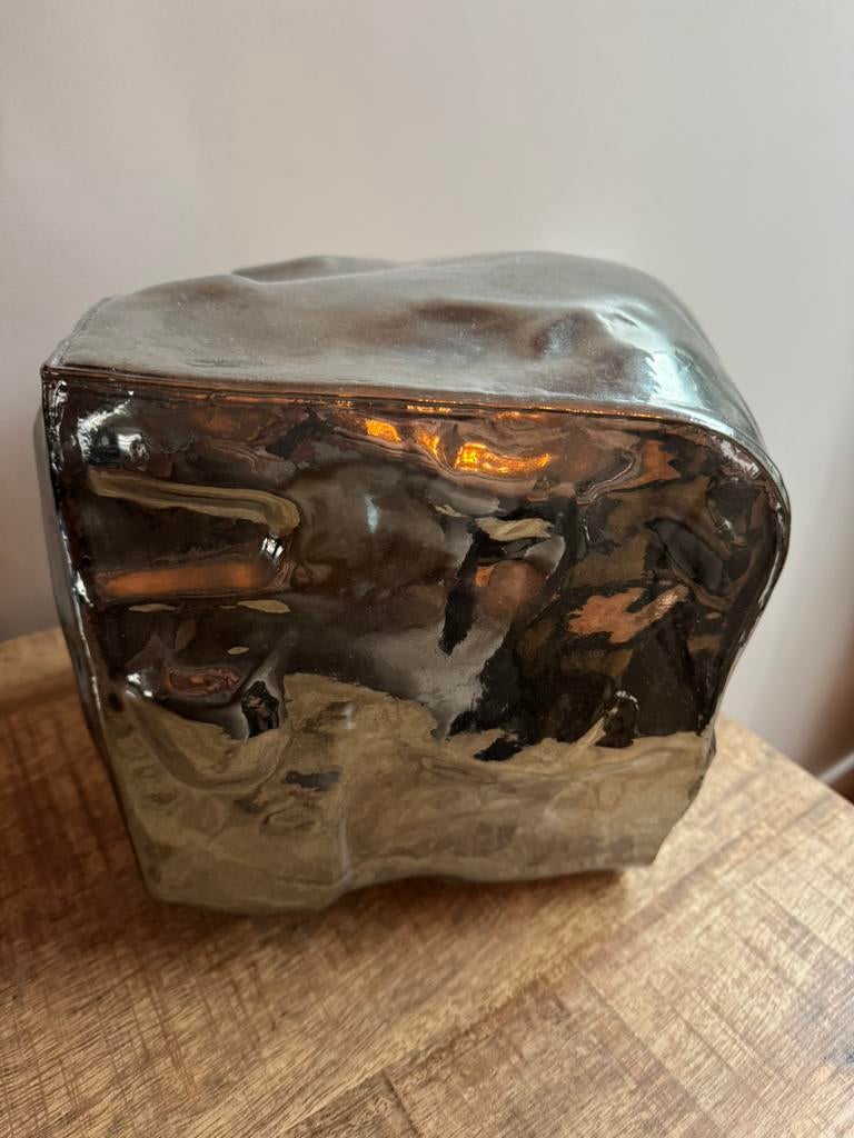 3 stuks tafel/dressoirs ijsblok lampen, Ophalen, Zo goed als nieuw, Glas, Minder dan 50 cm