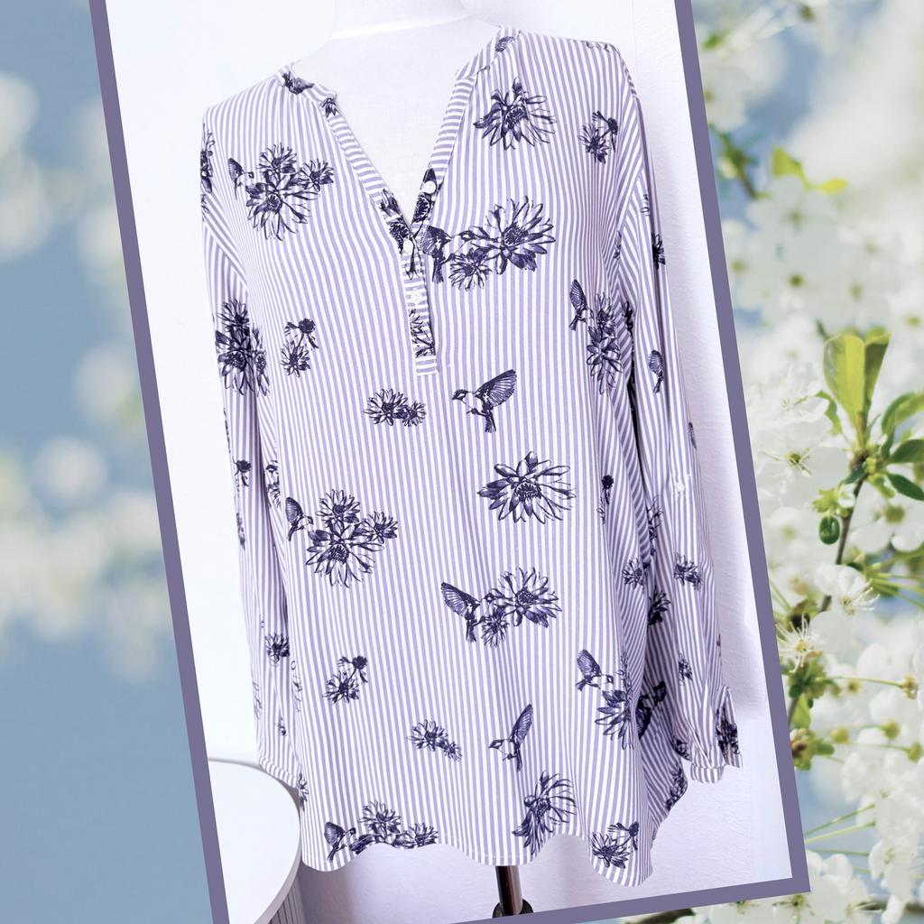 Gina Benotti Ernstings tuniek blouse streep blauw wit 48 50, Ophalen of Verzenden, Zo goed als nieuw, Maat 46/48 (XL) of groter