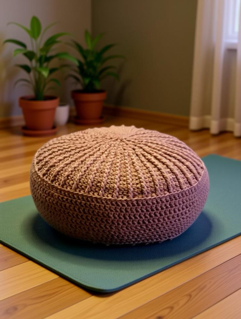 Handgemaakt gehaakt meditatiekussen/poef, Medidatie, Rond, Nieuw, Minder dan 50 cm