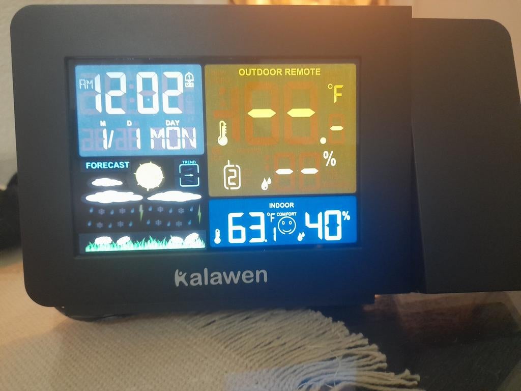 Kalawen Weerstation met Projectie en Buitensensor, Ophalen of Verzenden, Zo goed als nieuw, Weerstation
