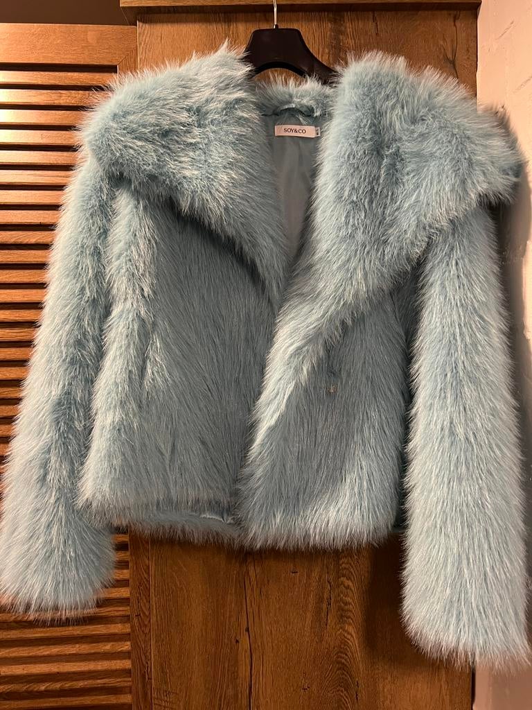hele mooie bontjas Soy & Co, Kleding | Dames, Jassen | Winter, Ophalen of Verzenden, Zo goed als nieuw, Maat 42/44 (L), Blauw