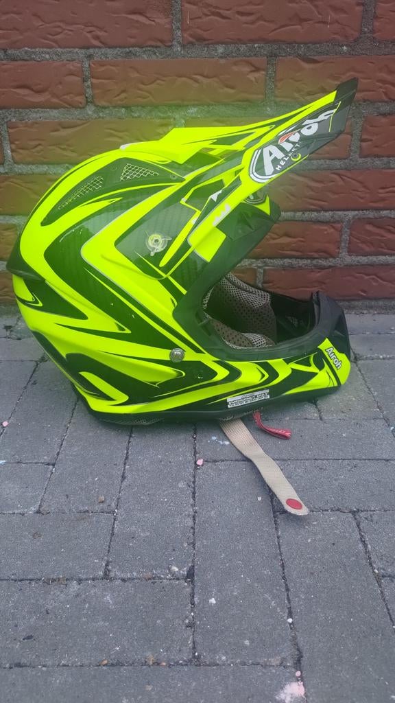 Airoh Aviator Crosshelm Maat S Carbon Kevlar Neon Geel, Motoren, Kleding | Motorhelmen, Overige merken, Offroadhelm, Kinderen