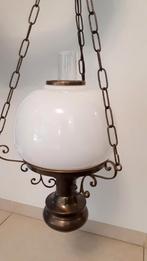 Hanglamp brons met witte glazen kap, Huis en Inrichting, Lampen | Hanglampen, Ophalen, Zo goed als nieuw, Minder dan 50 cm