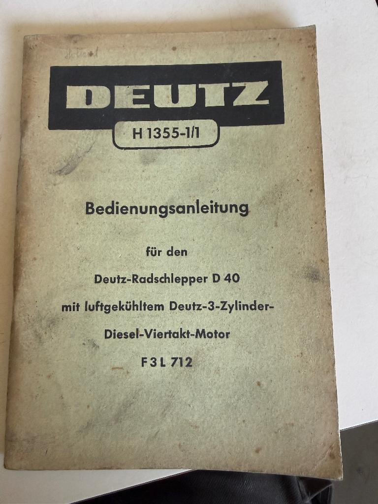 Bedienings handleiding deutz d40 f3l712, Ophalen of Verzenden