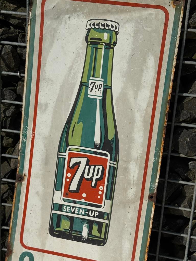 Vintage 7UP Reclamebord - Zeldzaam Verzamelobject, Verzamelen, Reclamebord, Gebruikt, ., Ophalen of Verzenden