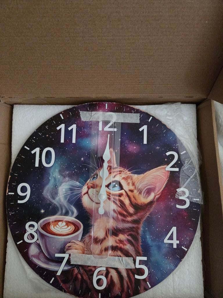 Te koop nieuw in de doos katten klok zie foto, Ophalen, Nieuw, Analoog, Wandklok