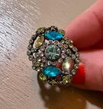 Vintage strass rhinestones ring costume jewelry sterling, Met strass, Ophalen of Verzenden, Dame, Zilver