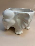 Grote vintage bloempot olifant, wit keramiek, Ophalen of Verzenden