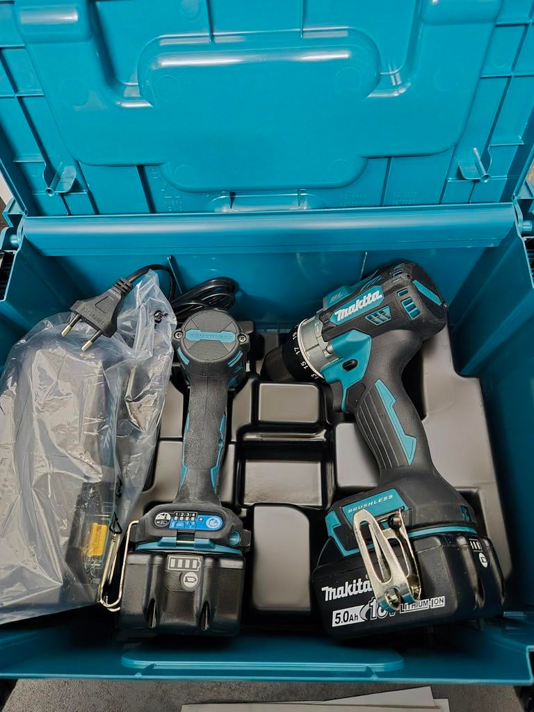 Makita topset nieuw DHP492 en DTD173 Snellader en 5ah, Doe-het-zelf en Verbouw, Gereedschap | Boormachines, Ophalen of Verzenden