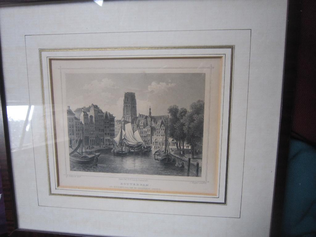 Staalgravure Rotterdam, Korenbeurs vanaf de Draaibrug, Antiek en Kunst, Ophalen