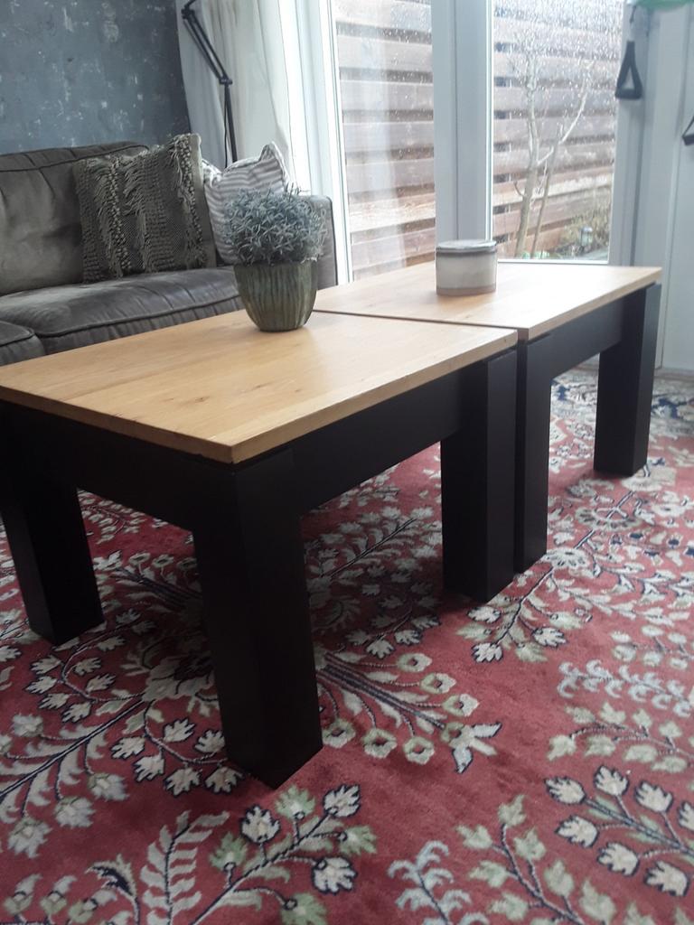 2 salontafels 60x60 cm, Huis en Inrichting, Tafels | Salontafels, Ophalen, 50 tot 100 cm, Vierkant, 50 tot 100 cm
