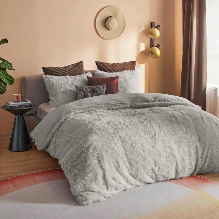 Y-Not Fluffy/Teddy dekbedovertrek grijs Nieuw!, Huis en Inrichting, Slaapkamer | Beddengoed, Ophalen, Deken of Dekbed, Grijs, Nieuw