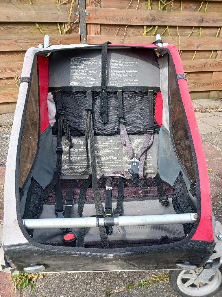 Fietskar voor twee kinderen, Fietsen en Brommers, Fietsaccessoires | Aanhangers en Karren, Gebruikt, Opvouwbaar, Kinderkar, 40 tot 60 kg