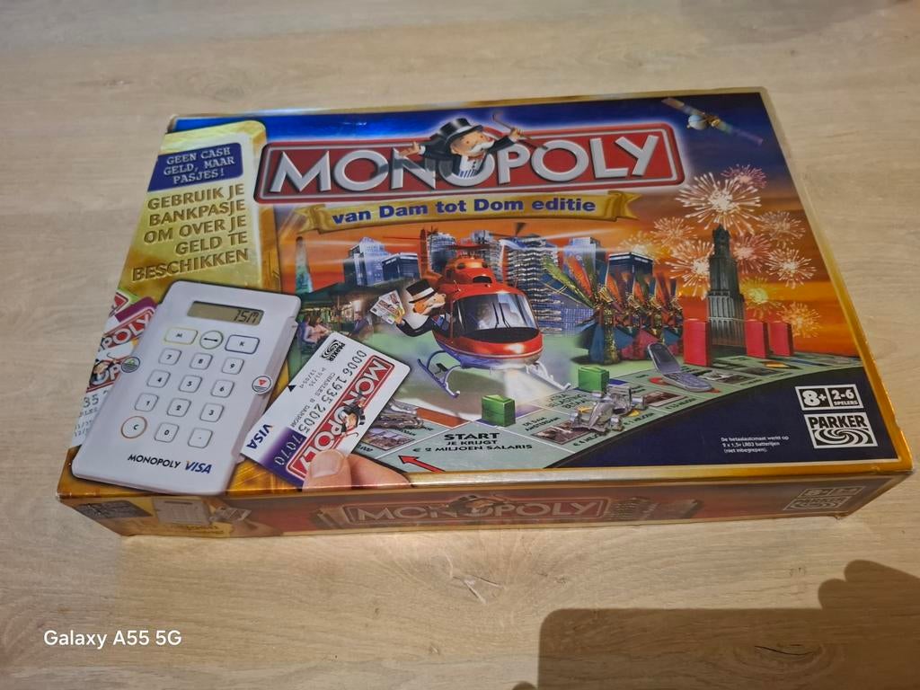 Monopoly van Dam tot Dom editie - Compleet met bankpasjes, Hobby en Vrije tijd, Gezelschapsspellen | Bordspellen, Parker, Gebruikt
