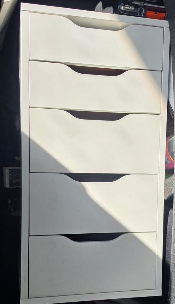 IKEA Alex ladeblok met 5 laden - wit, Gebruikt, 100 tot 150 cm, 25 tot 50 cm, Overige houtsoorten