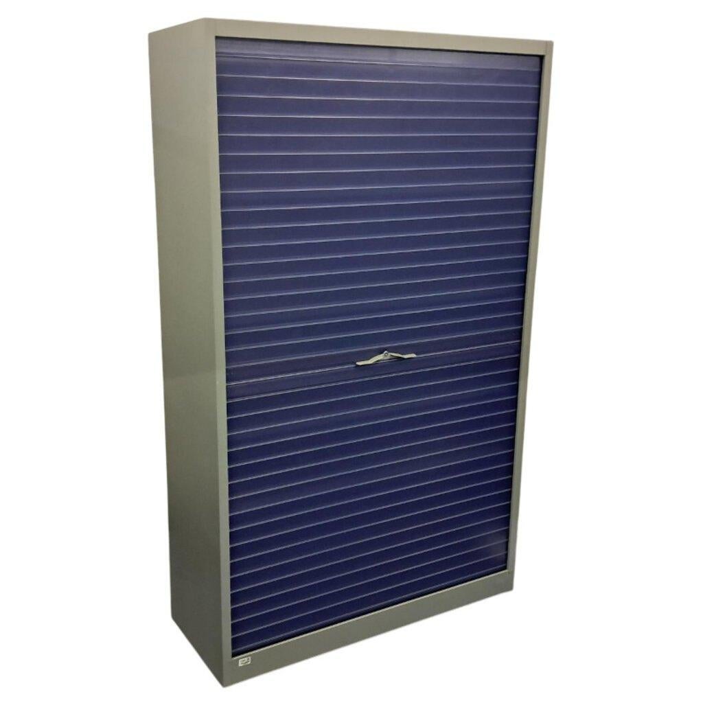 Kinnarps Rolluik Kast Zilvergrijs Transparant H197xB120xD45, Gebruikt, 100 tot 150 cm, Ophalen of Verzenden, Met slot