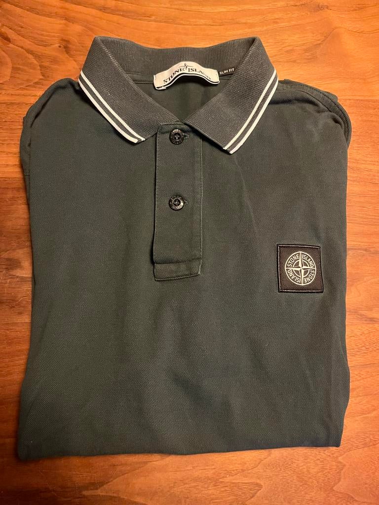 Donkergroene Stone Island Polo Maat S Slim Fit, Kleding | Heren, Ophalen of Verzenden, Zo goed als nieuw, Maat 46 (S) of kleiner