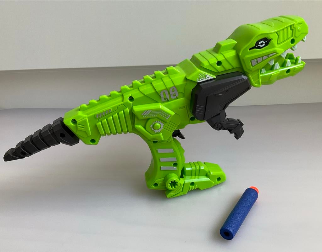 Nerf Dinosaurus Blaster - Gun - Pistool - foampijlen, Ophalen of Verzenden, Zo goed als nieuw