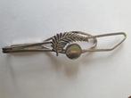 Vintage stropdasclip met bladmotief en abalone inleg, Ophalen of Verzenden, Gebruikt, Overige materialen