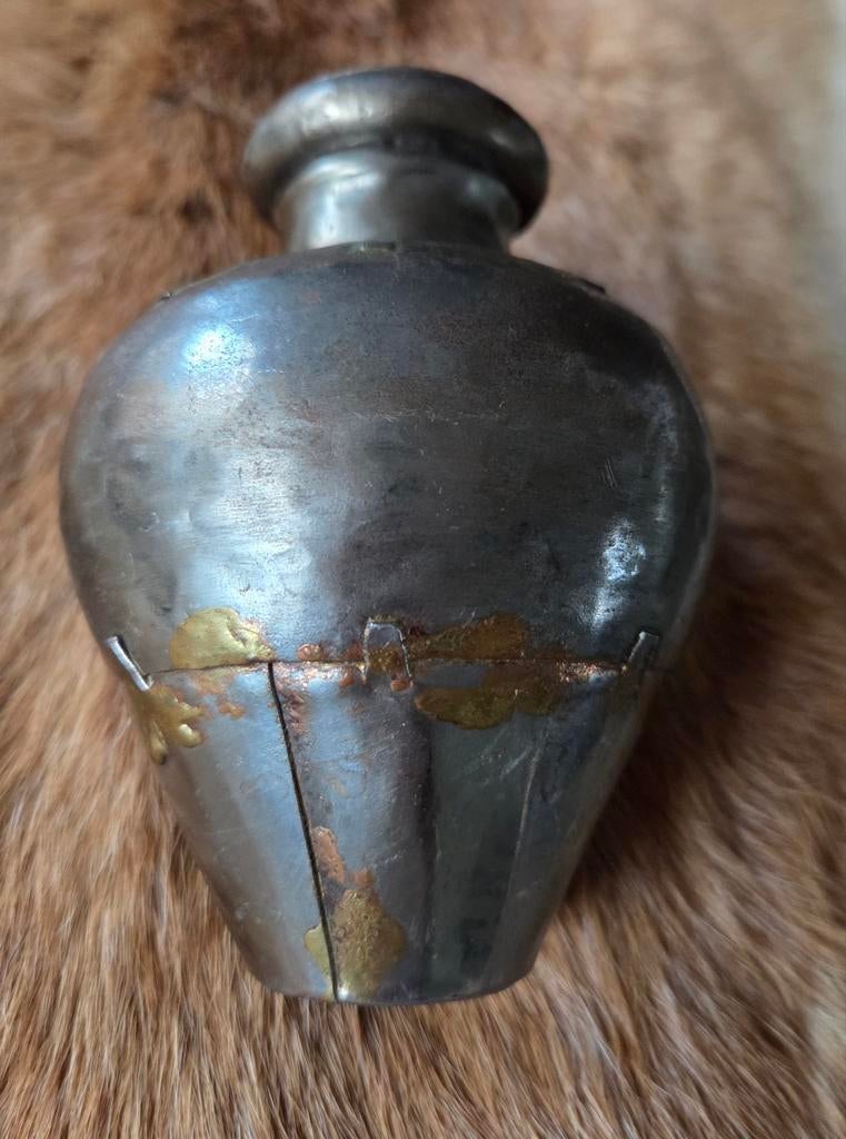 Vintage zinken kruidenkalebasje, Antiek en Kunst, Ophalen of Verzenden