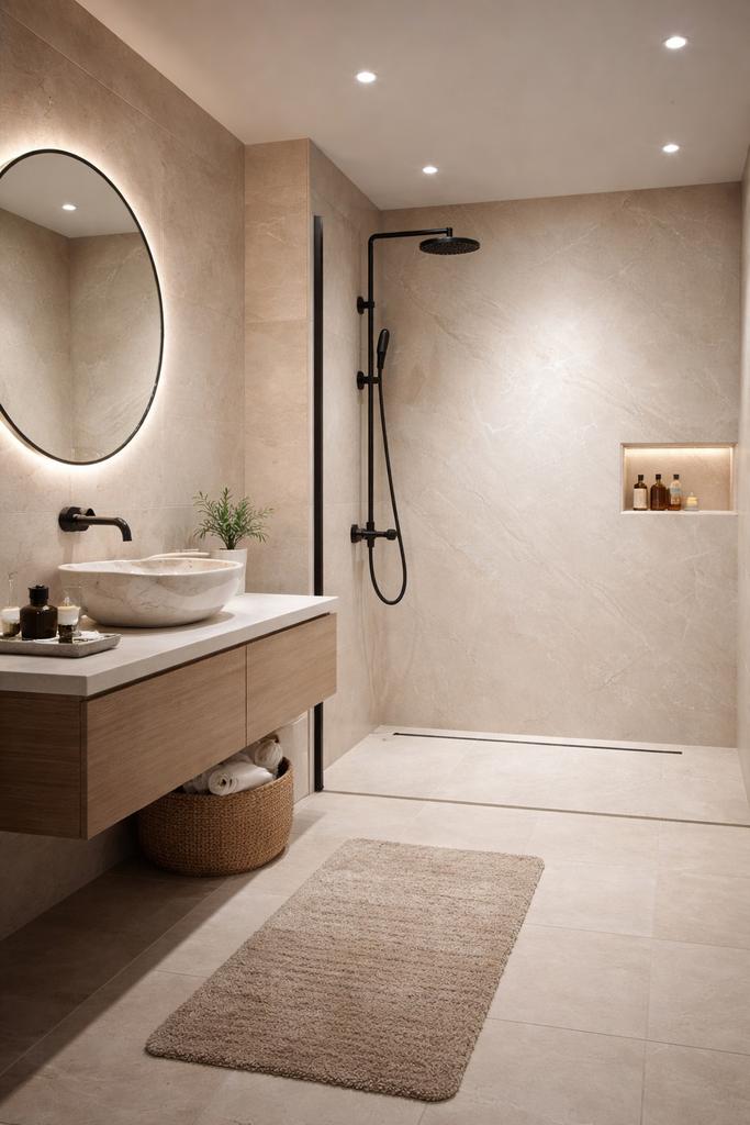 SPC beige Wandpaneel voor Badkamer Douche - Diverse Designs, Doe-het-zelf en Verbouw, Sanitair, Ophalen of Verzenden, Nieuw, Overige typen