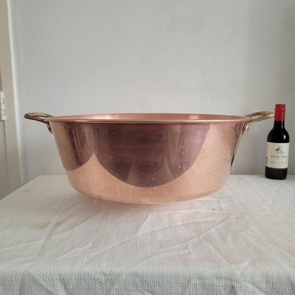 Franse koperen jampan confiturenpan confiturepan pan 03, Ophalen of Verzenden, Gebruikt, Overige materialen, Koekenpan of Braadpan