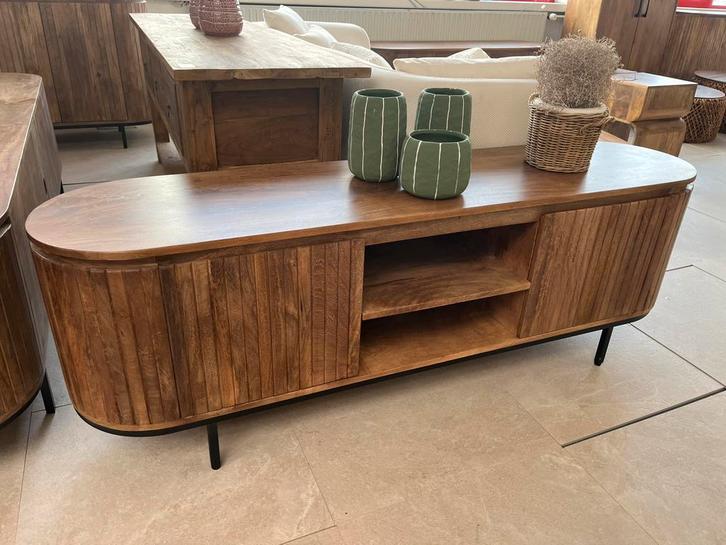 Magazijn Leegverkoop Nieuw TV meubel Noor retro mangohout, Huis en Inrichting, Woonaccessoires | Overige, Nieuw, Ophalen of Verzenden