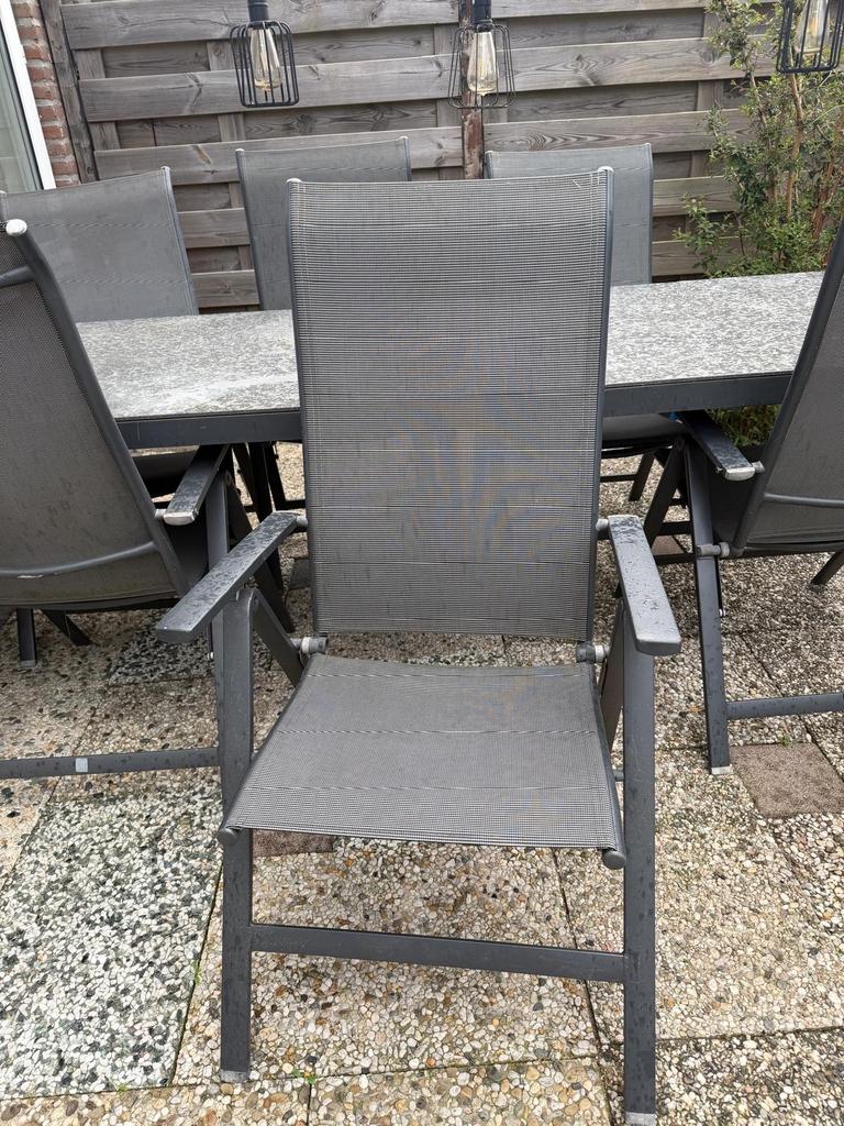 Tuinset Intratuin met 6 klapstoelen, Overige materialen, Gebruikt, Eettafel, 6 zitplaatsen