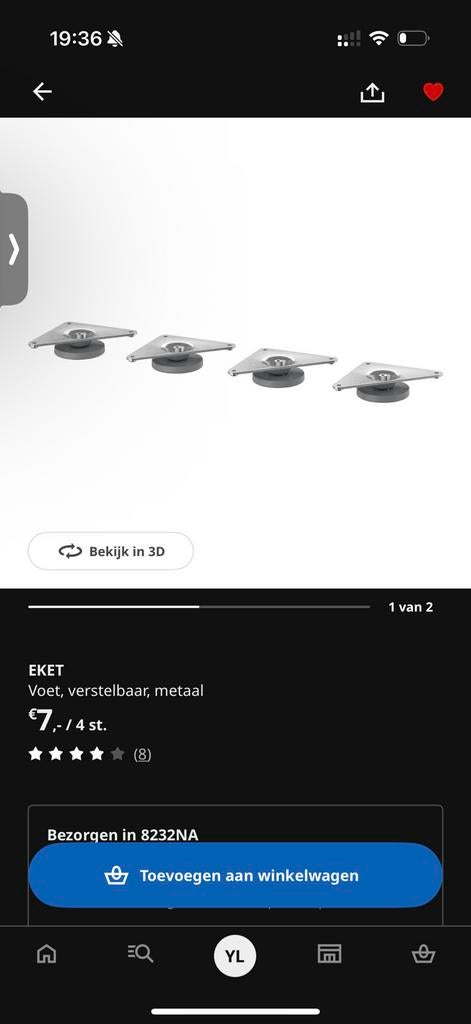 Ikea Eket verstelbare poten (5x), Ophalen of Verzenden, Zo goed als nieuw