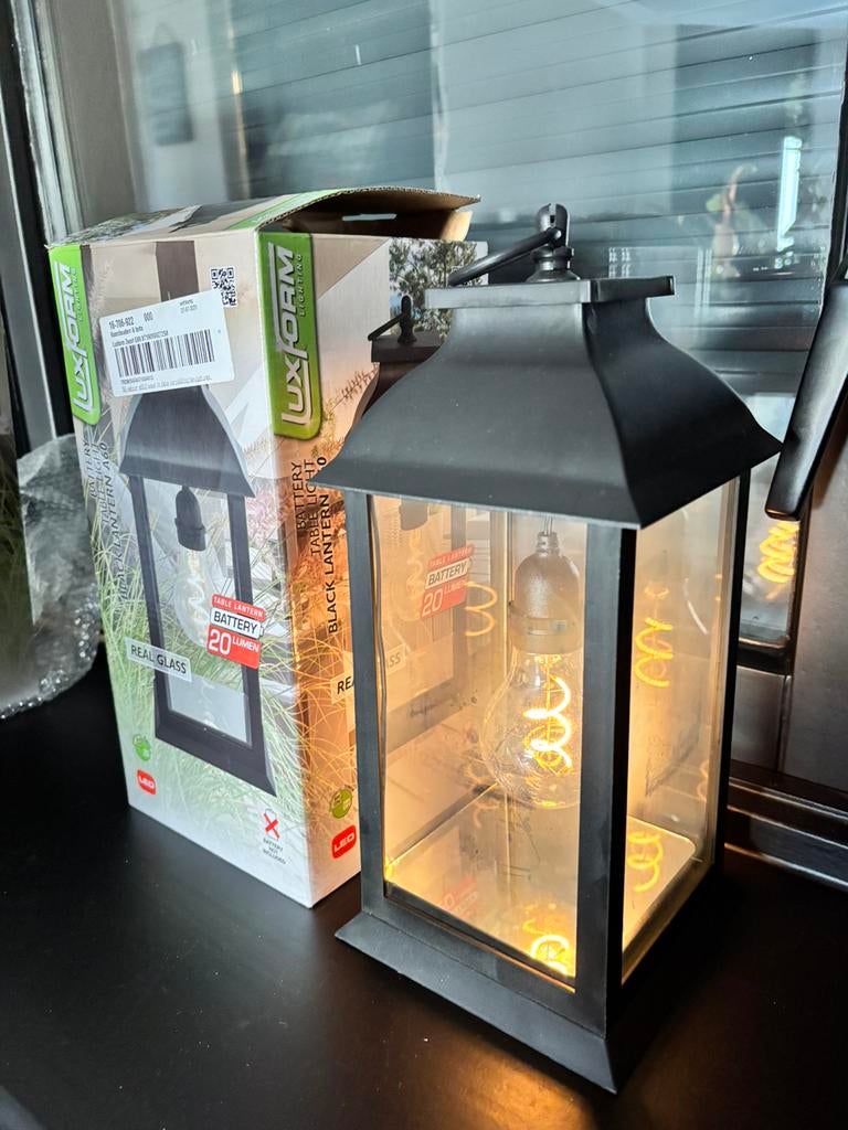 2x Luxform Lighting Zwarte Lantaarn op Batterijen, Ophalen of Verzenden, Zo goed als nieuw