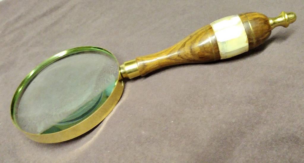 Vergrootglas in koper gevat met parelmoeren boordje, Ophalen, Nieuw, Vergrootglas of Loep
