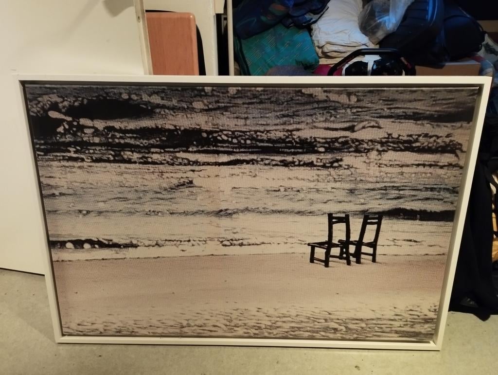 Foto op canvas in witte baklijst afm ca 85x125 cm, Ophalen, 125 cm of meer, Zo goed als nieuw, Schilderij